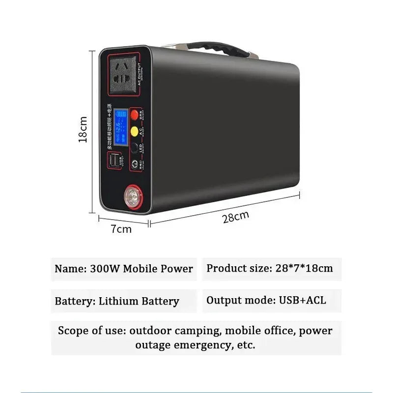 New Power Station 220V300WOutdoor Power Bank90000mah Portable  Home Camping Lifepo4 Electric System Rechargeable Generator