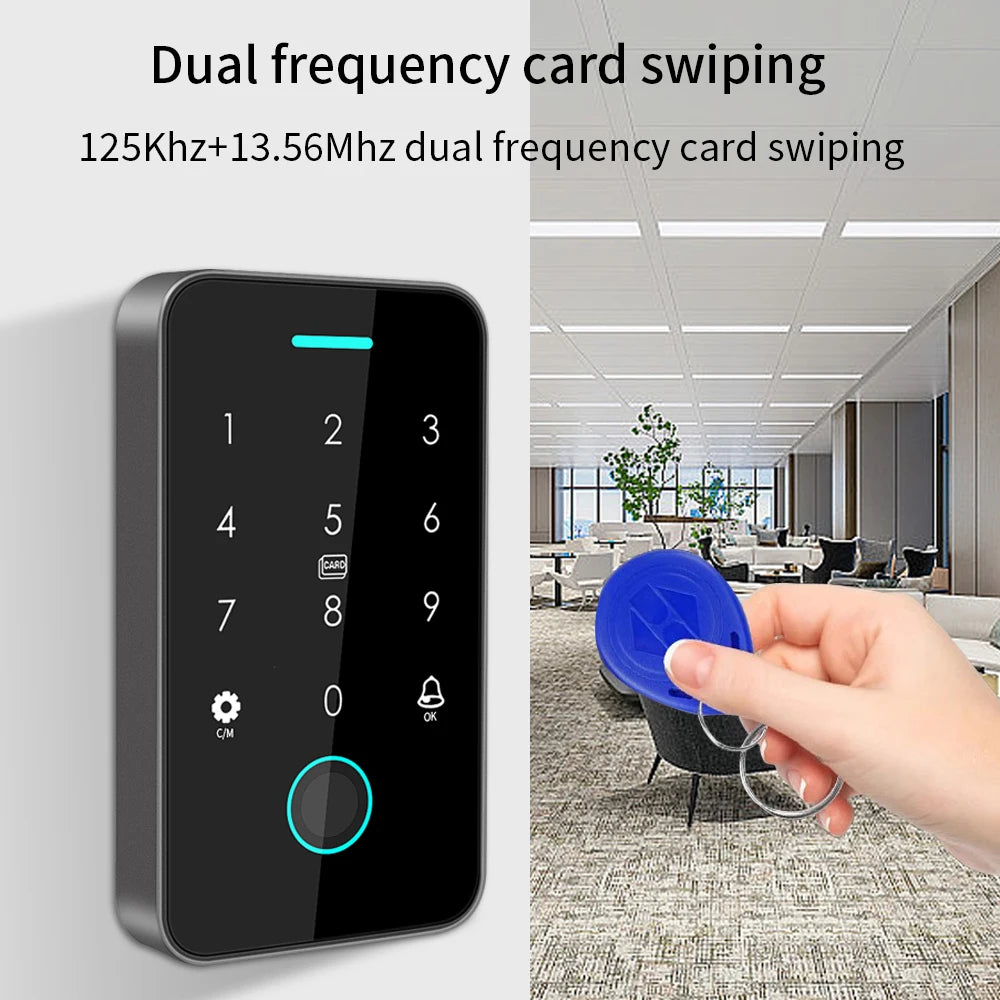 Tuya App RFID 125K 13.56mhz NFC Fingerprint Bluetooth Gate Door Opener work with WIFI Gateway + Access Control Keypad Rainproof