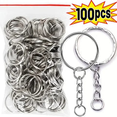 Metal Blank Keyring Keychain Split Rings Keyfob Key Rings Lobster Clasp Key Chain Key Pendant Ring Stainless Steel Rings