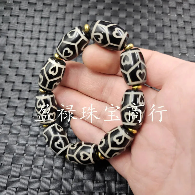 Black White Agate Heart-Shaped JadeBeads as Right as Rain Bracelet Men and Women Same Style