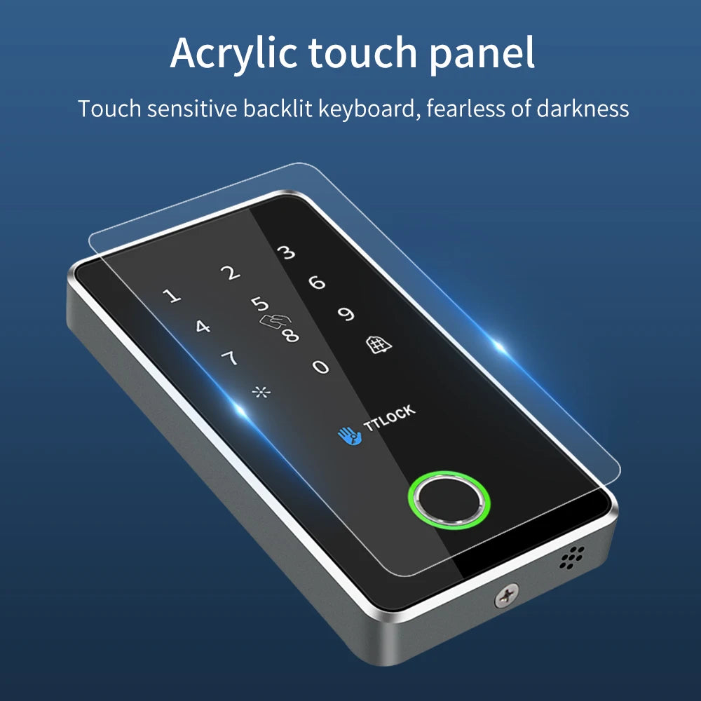 Outdoor Nfc Rfid Keypad Ttlock App Fingerprint Bluetooth Gateway 13.56Mhz Card Access Control System MJ02 Metal Alloy