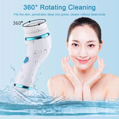 Rechargeable Facial Cleansing Spin Brush Set with 4 Exfoliation Brush Heads Waterproof Face Spa System Scrubber Deep Cleansing