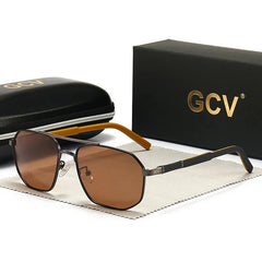 GCV 2021 Brand Classic Pilot Square Polarized Sunglasses Metal Frame Men's Driving Male Sun Glasses Eyewear UV Blocking Luxury