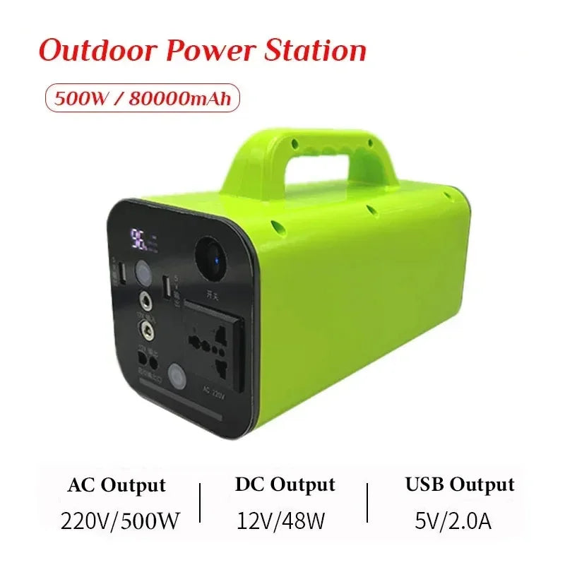 Portable Power Station 80000mAh 500W Generator Battery Outdoor Camping Charger Emergency Power Supply Power Bank AC DC Output