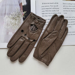 Women's sheepskin driver gloves Thin breathable unlined colored leather gloves Summer