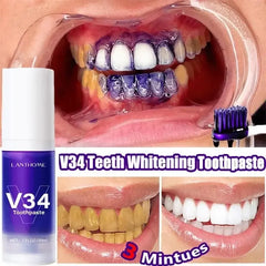 V34 Teeth Whitening Toothpaste Remove Plaque Coffee Stains Cleaning Oral Hygiene Bleaching Dental Tools Fresh Breath Tooth Care