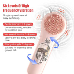 Sonic Silicone Facial Brush Cleaner Vibration Roller Massage Pore Deep Cleansing Scrubber Waterproof Face Exfoliating Cleanser