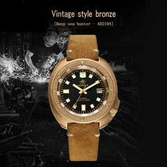 ADDIESDIVE Top brand CUSN8 Bronze Case Men Watch C3 Super Luminous Sapphire Crystal 20Bar waterproof Automatic Mechanical Watch