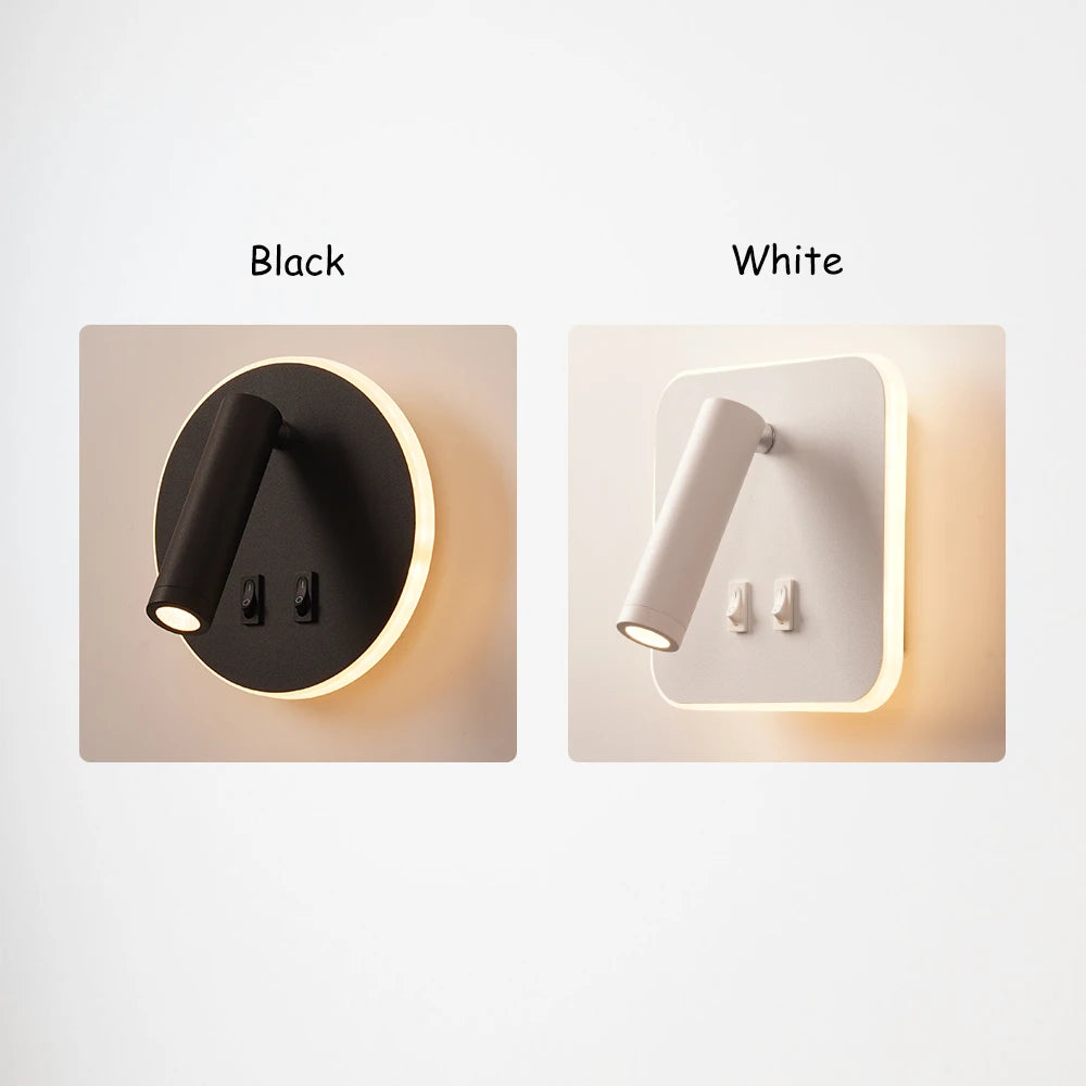 3W 10W wall light backlight 350 degree rotation adjustable wall lamp hotel bedroom bedside study reading sconce lamp With switch