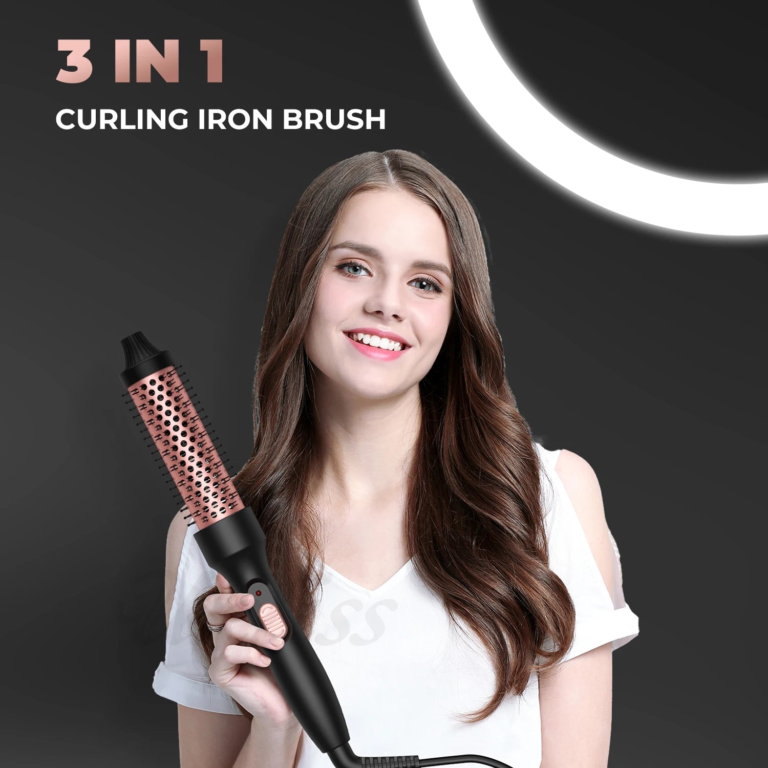 3 in 1 Thermal Brush Ceramic Hair Curler Comb Curling Wand Fast Heating Hot Brush Travel Curling Irons Double PTC Curling Brush