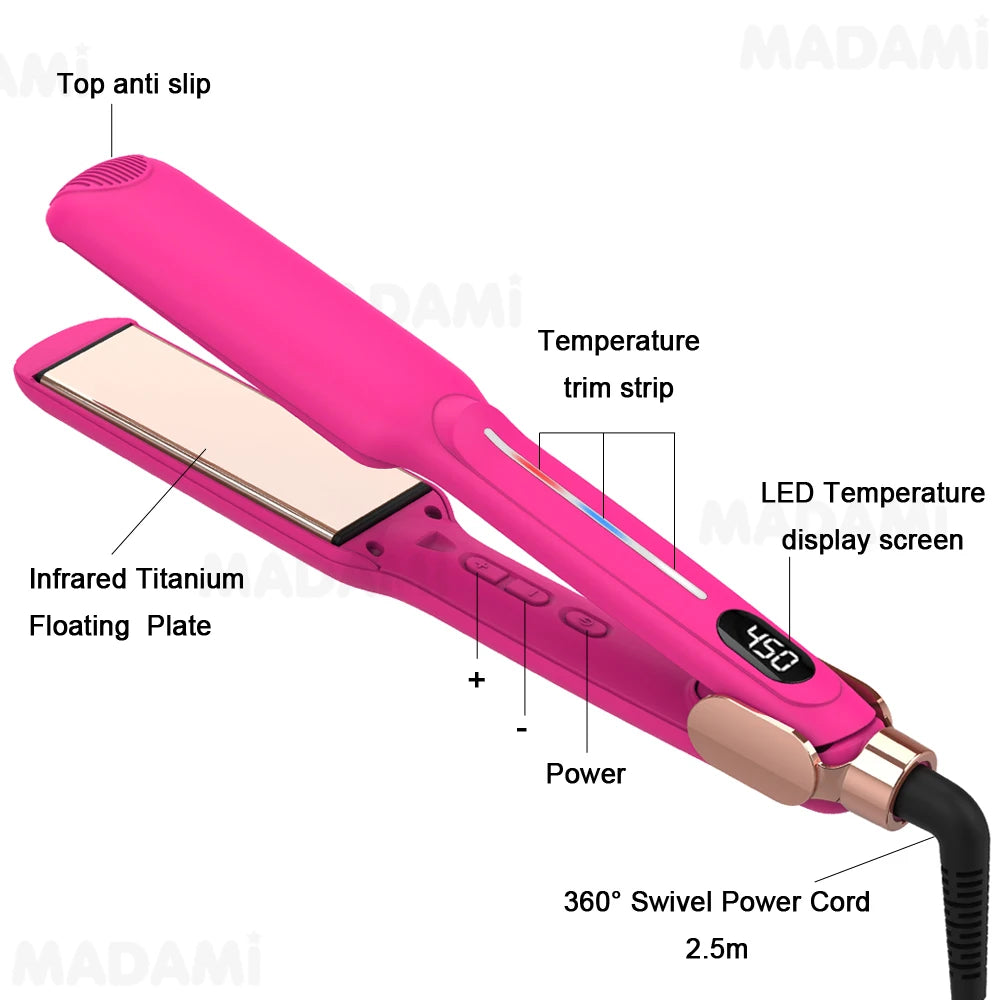 Infrared Hair Straightener Curler Titanium Plate Fast Heating Flat Iron 230℃ / 450°F Professional Salon Styling Tool 110V-240V