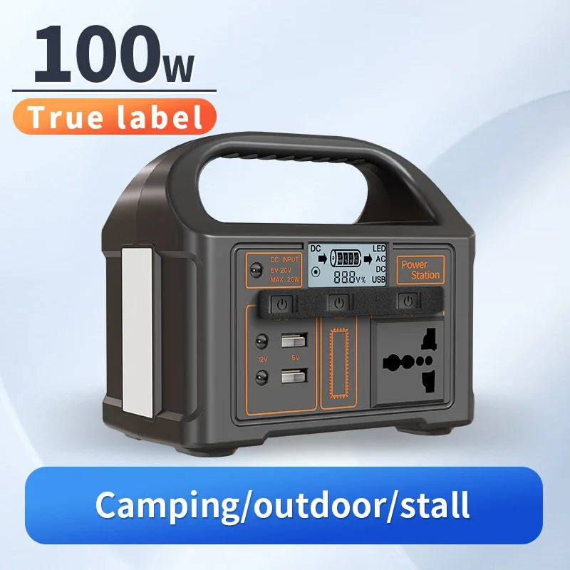 100W Portable Power Station 220V/110V Solar Generator Outdoor Emergency Mobile Power Bank 24000mAh LiFePO4 For Camping outdoor