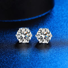 100% 925 sterling silver GRA Certified 0.3-3CT real Moissanite D color VVS1 six-jaw stud earrings Women Wedding Band Jewelry