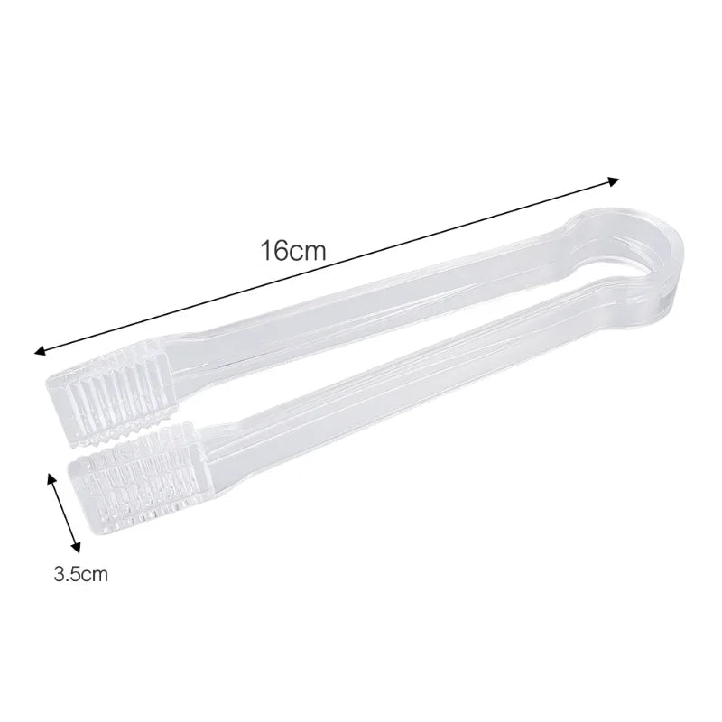 3/1Pcs Transparent Acrylic Ice Tongs Serving Tongs Food Clip Bread Cake Salad Wave Clamping Design Kitchen Tongs For Home Party