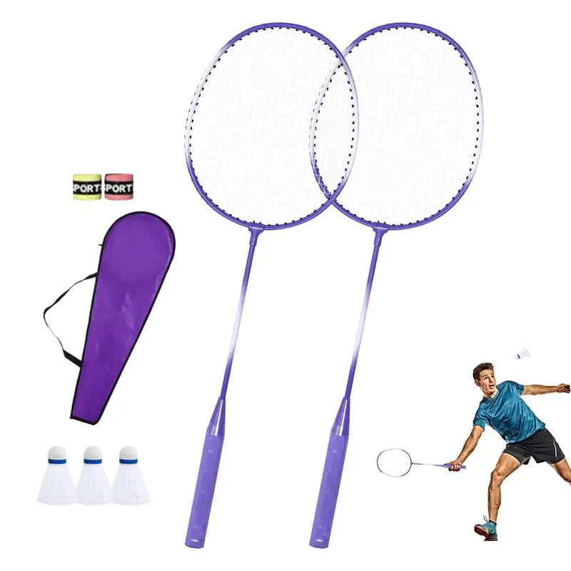 Badminton Racquet Portable 2 Player Badminton Rackets Indoor Badminton Set Sports Gear For Adults Teenagers Children Recreation