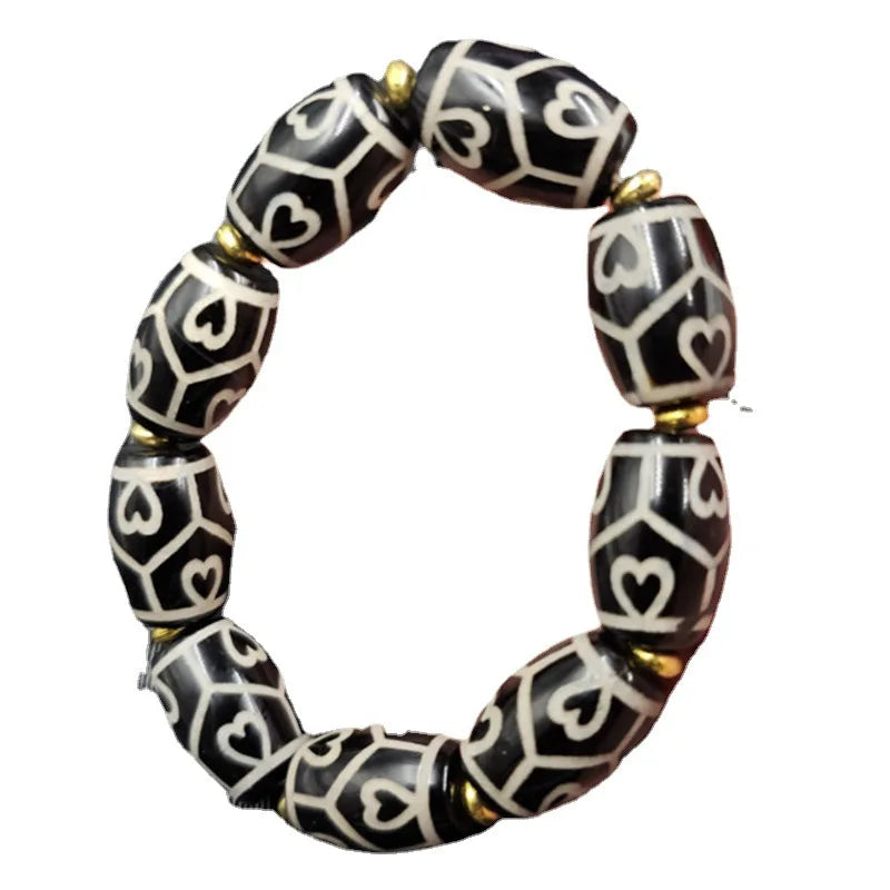 Black White Agate Heart-Shaped JadeBeads as Right as Rain Bracelet Men and Women Same Style