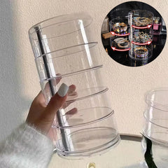 Rotating Jewelry Storage Box Makeup Storage Rack Bracelet Earring Round Plastic Organizer Boxes Holder Display Rack with Cover