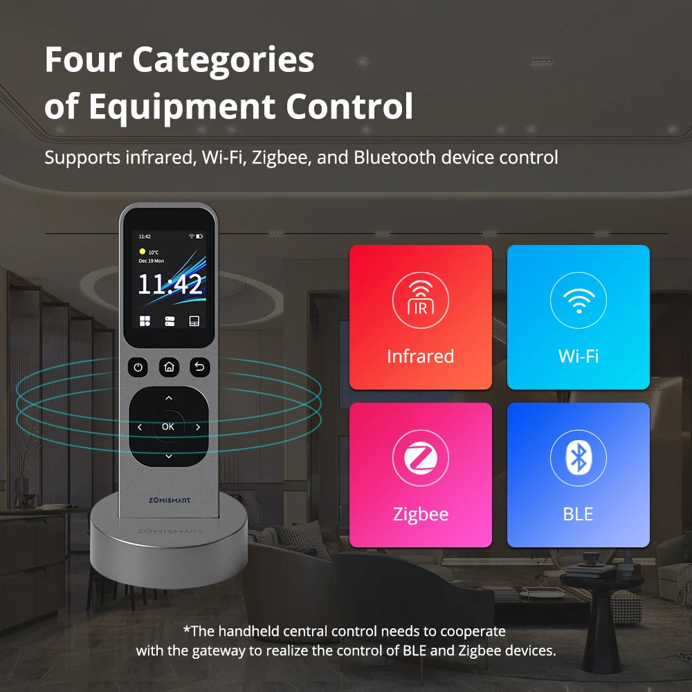 WiFi IR Central Remote Control with HD Touch Screen with Charging Base Smart Control Tuya Smart Zigbee BLE Device