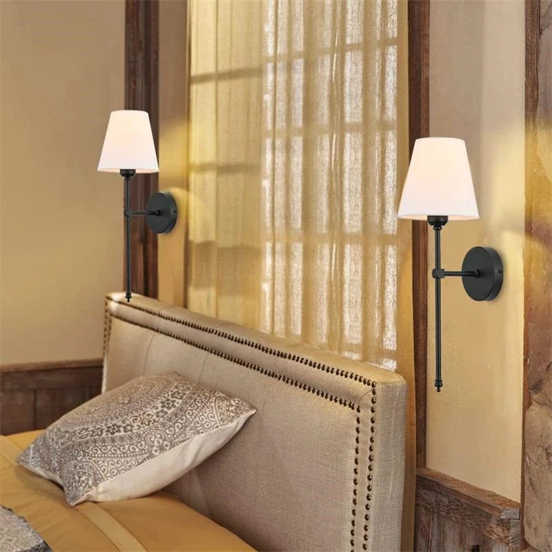 Modern American Led Wall Lamp for Decor Bathroom Mirror Light Bedroom Corridor Stairs Cloth Lampshade Wall Sconce Room Decor