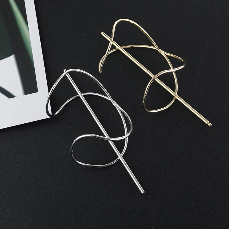 Fashion Hair Stick Boho Irregular Hair Accessories Gold Color Shaped Bun Holder Cage Hair Pins for Women Hairwear Jewelry H040