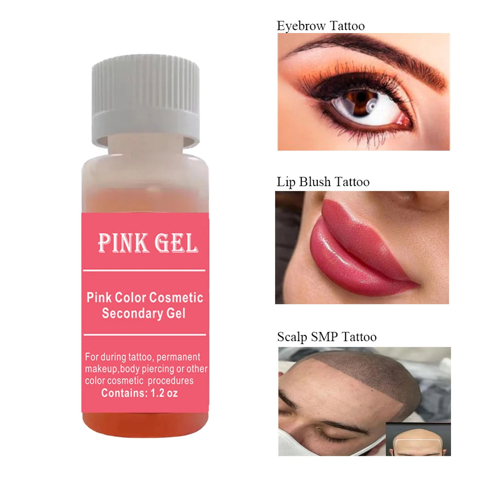 Tattoo Pink Gel for During Permanent Makeup Eyebrow Lip Cosmetic Color During Care Gel 1.2 OZ