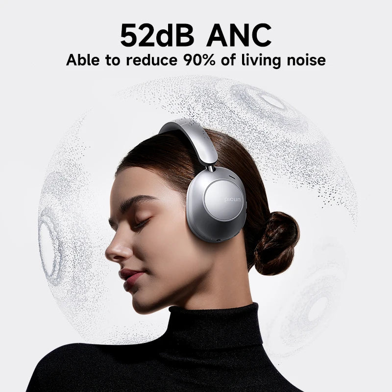 Picun F6 Active Noise Cancelling Wireless Headphones Head Tracking 3D Audio 40mm Hi-Res ANC Bluetooth Headset HIFI APP Control