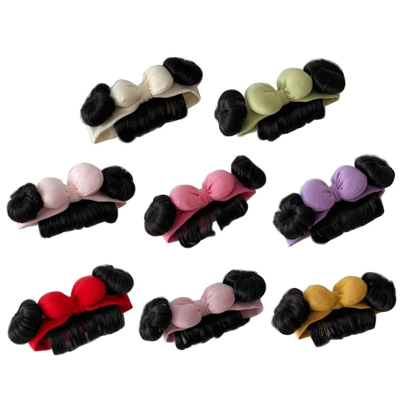 New Year Hair Accessories Cute Bow Baby Girl Wig Hat Hairpiece Christmas Newborn Children Kids Girls Cosplay Headbands Headwear