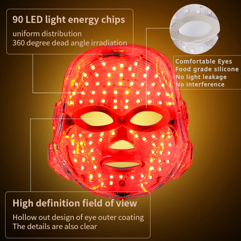 Rechargeable LED Mask Skin Care Home Use Red Light Therapy Photon Devices 7 Colours LED Light Therapy Face Beauty Facial Devices