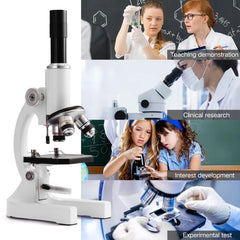 64X-2400X Monocular Optical Microscope Elementary School Children Science Experimental Biology Teaching Microscope Tools