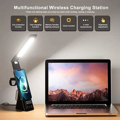 100W Alarm Clock Fast Wireless Charger Dimmable Desk Night Lamp Charging Station for IPhone 15 14 13 12 11 Pro Max Samsung S23U