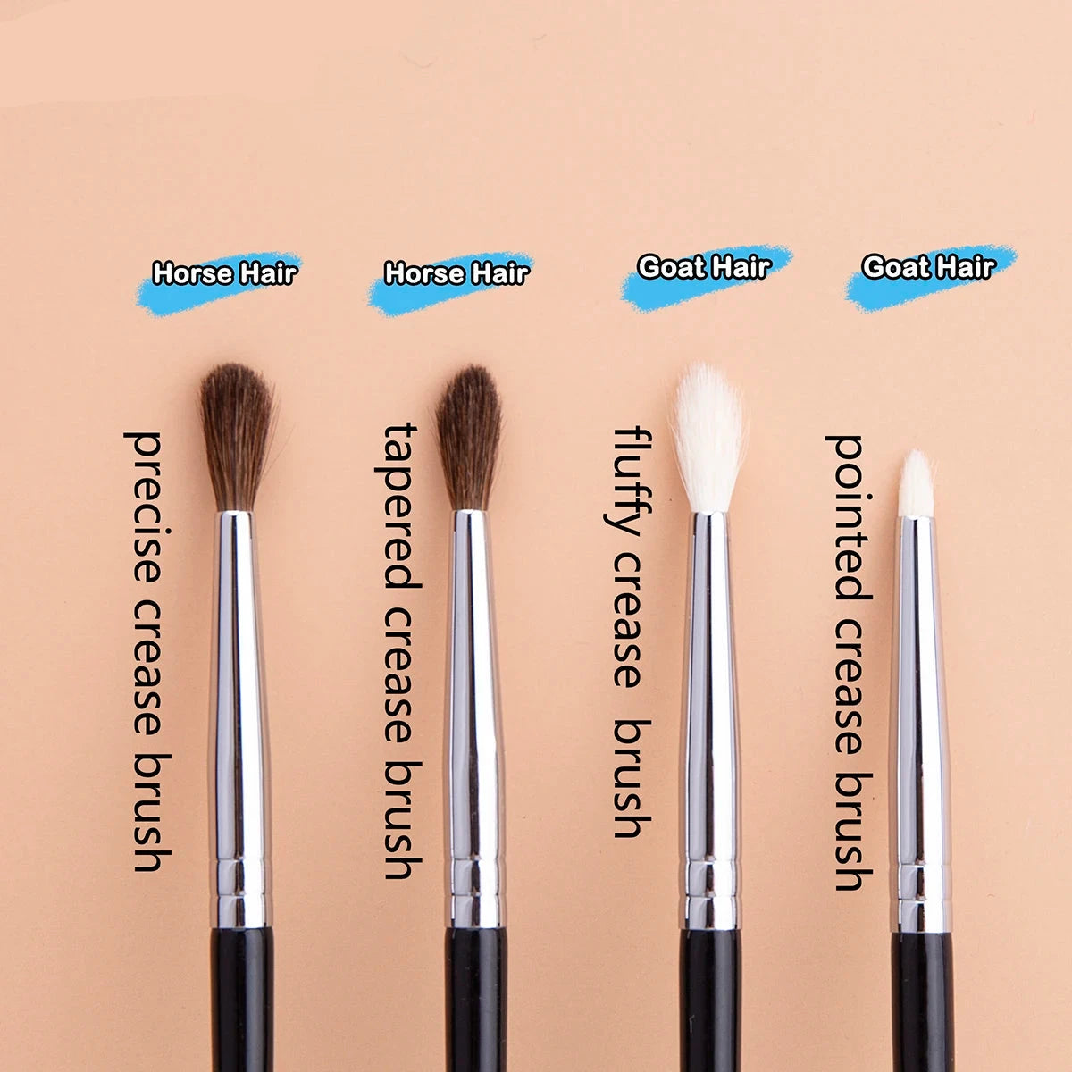 Small Crease Brush Fluffy Goat Hair / Horse Hair Precise Tapered Crease Makeup Tool Mini Pointed Eyeshadow Blending Makeup Brush