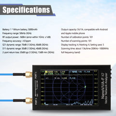 NanoVN-F V2 Vector Network Analyzer 50KHz-3GHz Frequency 4.3Inch IPS LCD Display S-A-A-2 Short Waves HF VHF UHF Antenna Analyzer