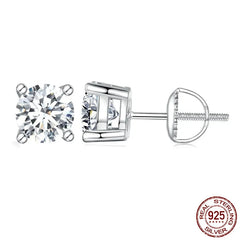 Moissanite Earrings for Women Solid 925 Sterling Silver Heart Prong 2CTW D VVS1 Lab Diamonds Sparkling Wedding Jewelry