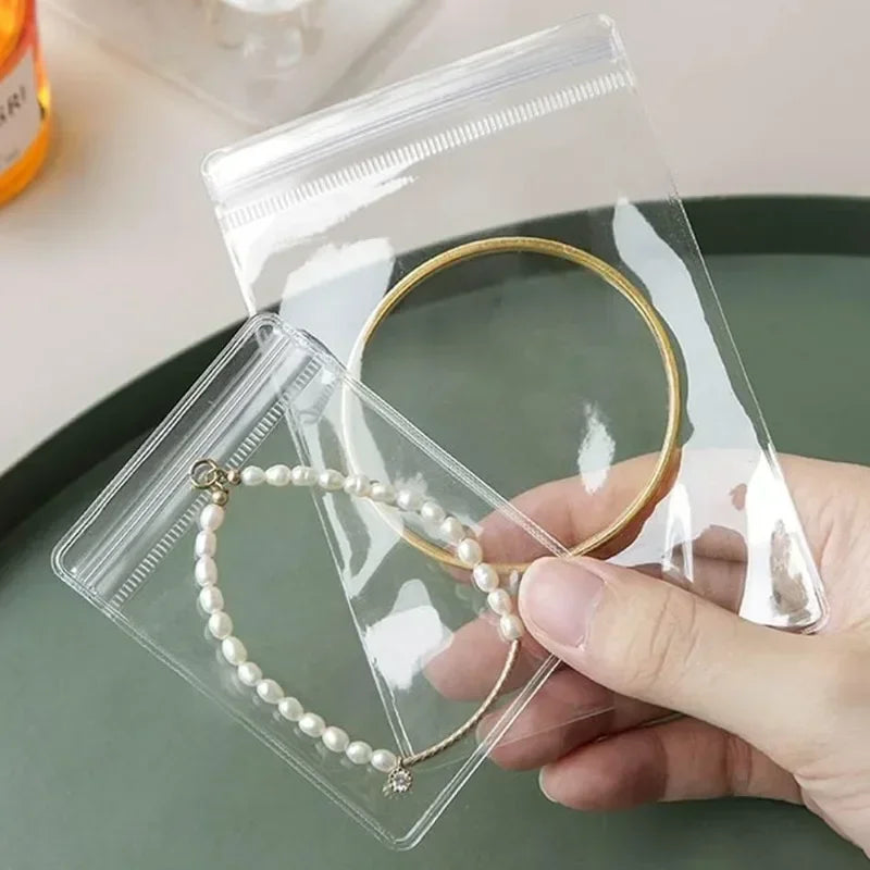 10/50Pcs Transparent PVC Jewelry Organizer Pouches Bags Anti-Oxidation Earring Pendant Necklace Bracelet Storage Holder Box