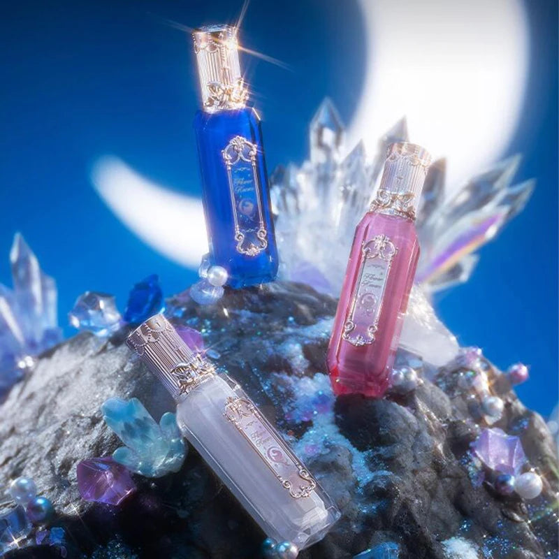 Flower Knows Moonlight Mermaid Clear Lip Gloss Collection Gemstone Lip Glaze Nourishing Mirror Lip Plumber Gloss Makeup 3.5ML