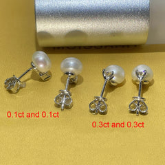 0.1/0.3 Carat Moissanite Stud Earrings For Women Freshwater Pearl Drop Earring 925 Sterling Silver Fine Jewelry with GRA