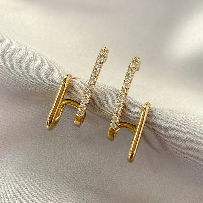 Niche Luxurious Irregular Earrings for Women Moissanite Diamond U-shaped Ear Cuff Stud Earrring 925 Sterling Silver Korean