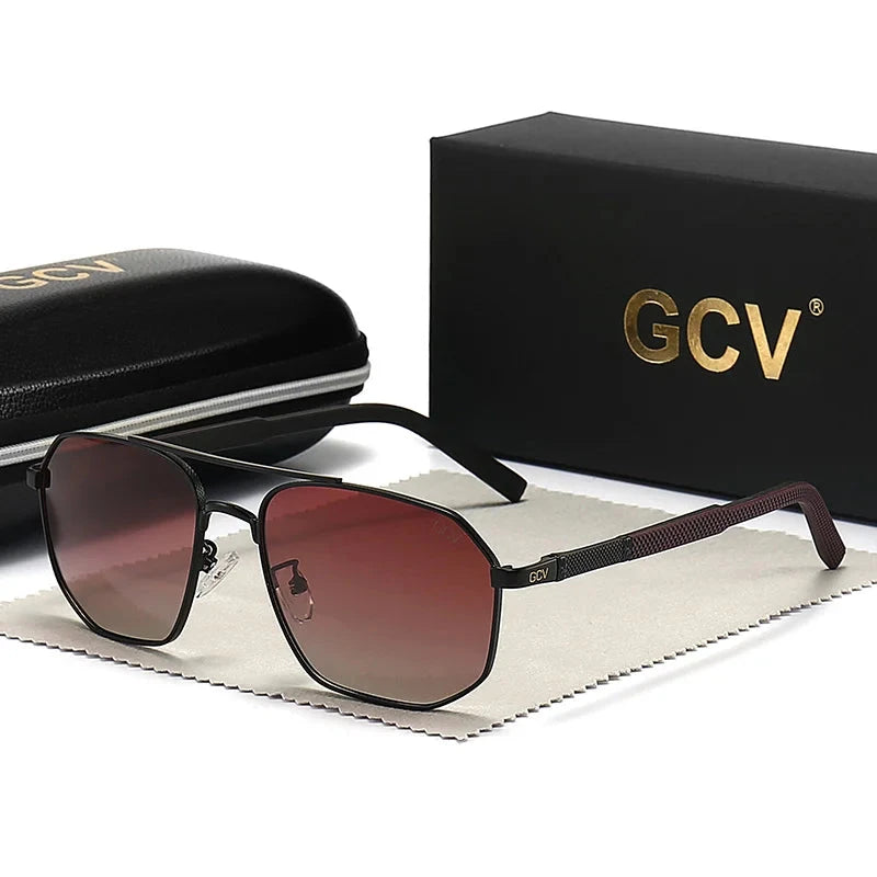 GCV 2021 Brand Classic Pilot Square Polarized Sunglasses Metal Frame Men's Driving Male Sun Glasses Eyewear UV Blocking Luxury