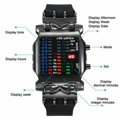 LED Watch Men Fashion Creative Crab Type Electronic Watch Luminous Binary Gift Business Style Cool Waterproof Multi Function