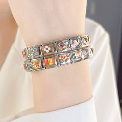 Top New Original Daisy Glaze Madrid Mom Roma Paris Italian Charm Fit 9mm Bracelet Stainless Steel Jewelry Making DJ276