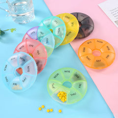 1Pcs Round Pill Case Plastic 7 Days Weekly Tablet Candy Box Portable Storage Tablet Holder Travel Organizer Pill Container