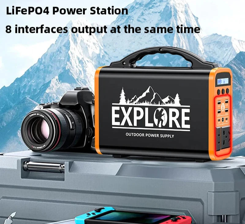 220V 400W Portable LiFePO4 Power Station 60000mAh Solar Generator USB AC DC Emergency External Spare Battery For Outdoor Camping