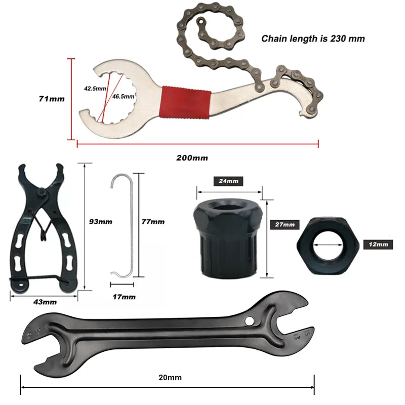 Bicycle Repair Tool Sets Chain Breaker Crank Puller MTB Bike Chain Measuring Ruler Flywheel Removal Outdoor Cycling Repair Tools