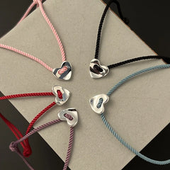 Heart Red Thread For Hand 925 Sterling Silver Bracelet Red Thread String Rope Bracelets For Women Silver 925 Green