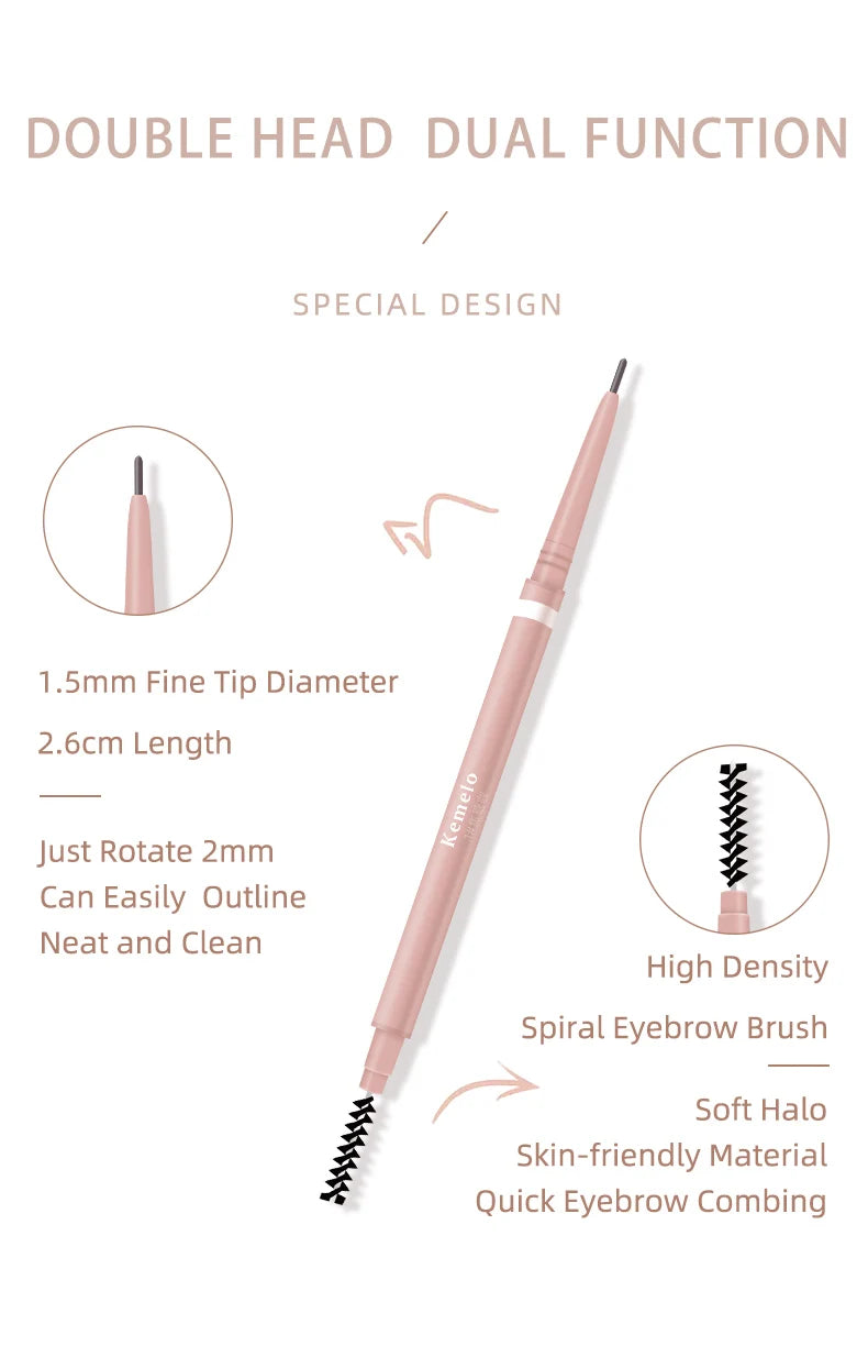 1.5mm Ultra Fine Double-Ended Eyebrow Pencil (Kemelo) Waterproof Sweat-proof Long Lasting Professional Eye Makeup For Women