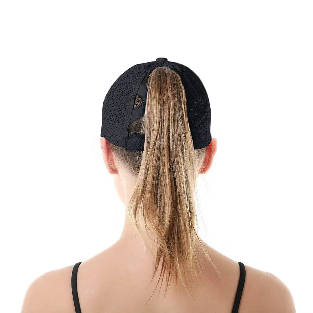 Quick Dry Ponytail Baseball Caps Women Criss Cross Messy Bun Snapback Hat Ponycap Trucker Hats Adjustable Outdoor Sports