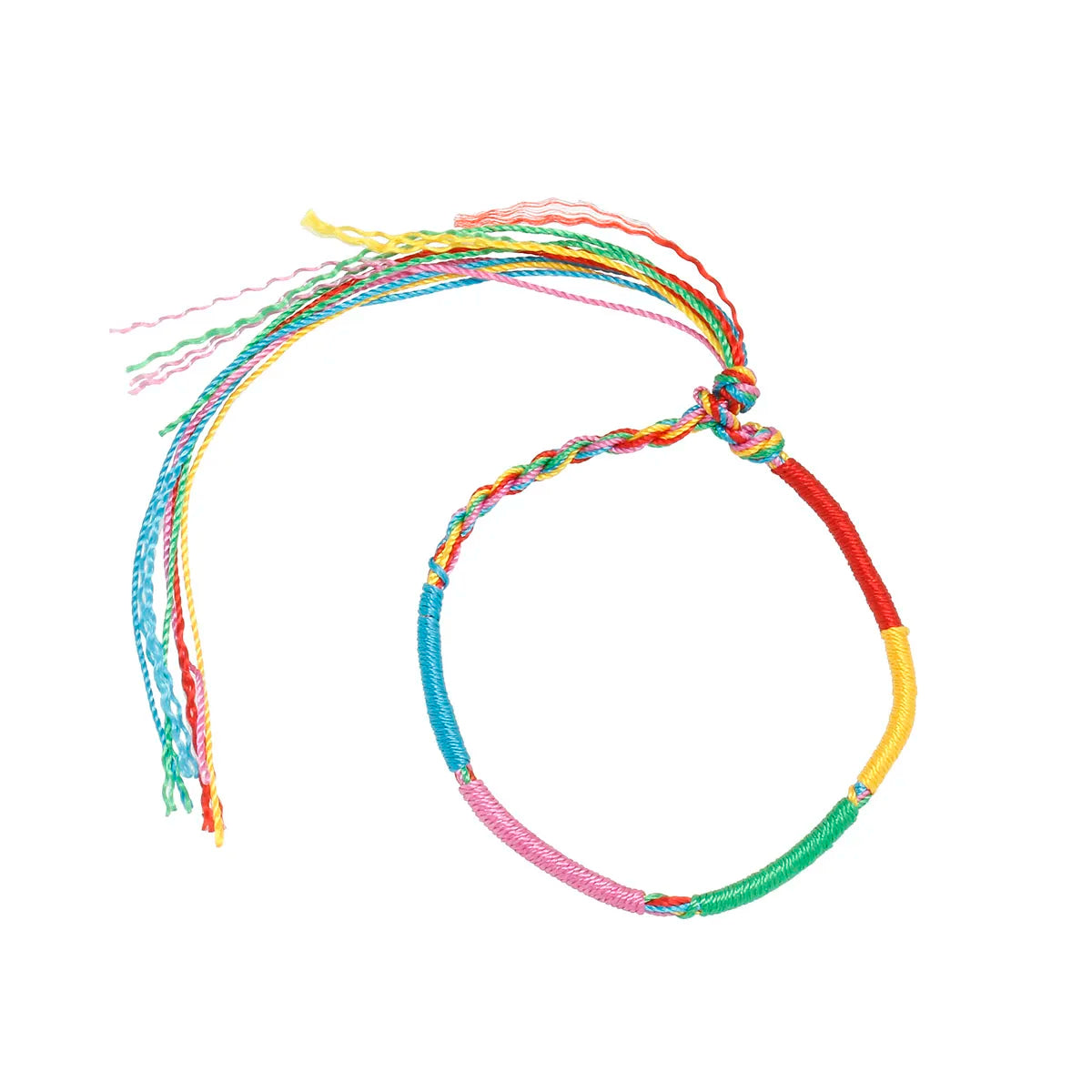 100Pcs/Set Bulk Random Colorful Rope Rainbow Color Mix Braid Tassel Bracelet For Women Men Thread Knot Hand-woven Gift