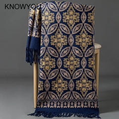 Thick Warm Cashmere Pashmina New Winter Gold Embroider Wraps Women Long Shawl Travel Reversible Scarf Lady Soft Wrap Bufanda