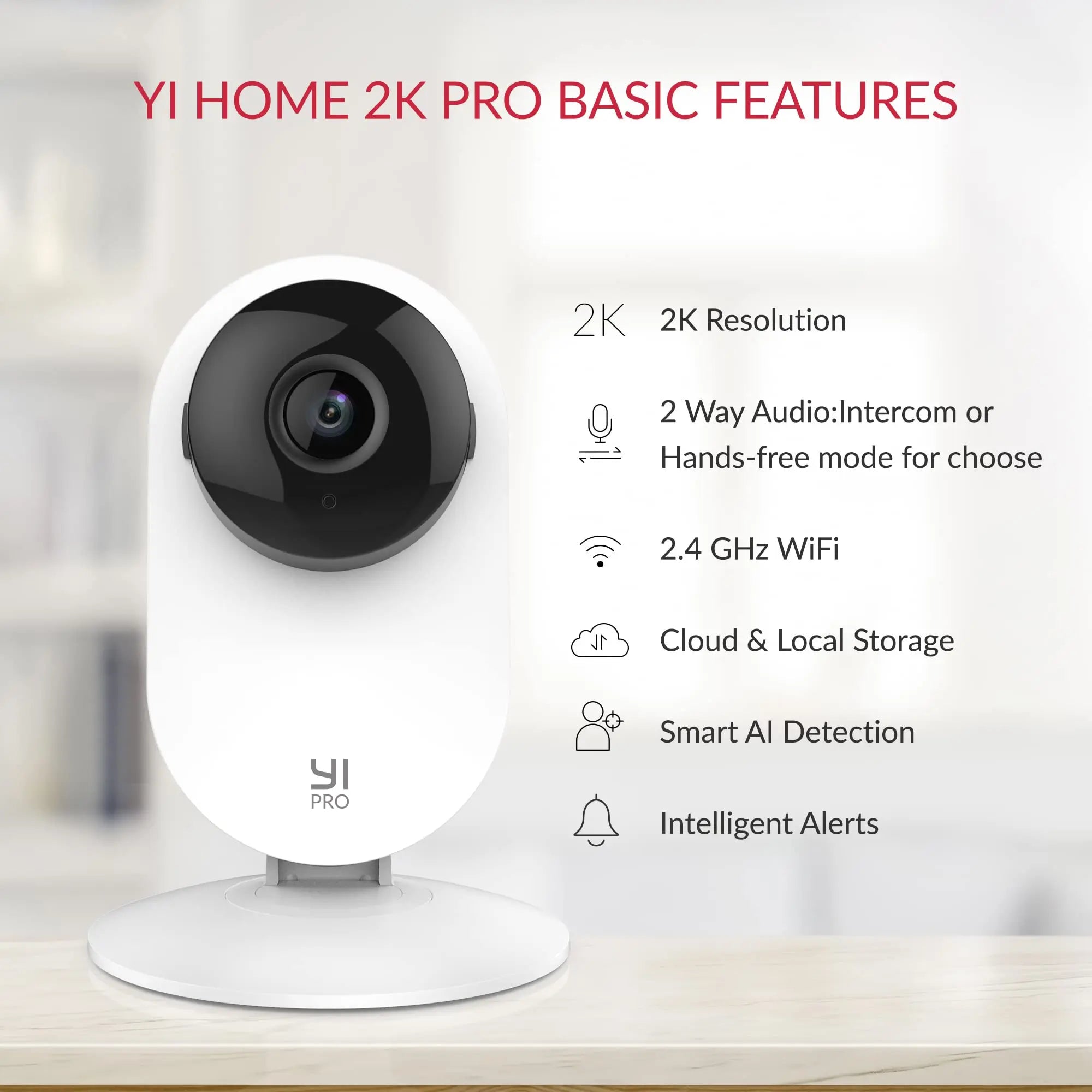 YI Pro Home 2K Wifi Surveillance Camera 3MP IP CCTV Smart Home Baby Pet Monitor Security Protection Compatible with Alexa