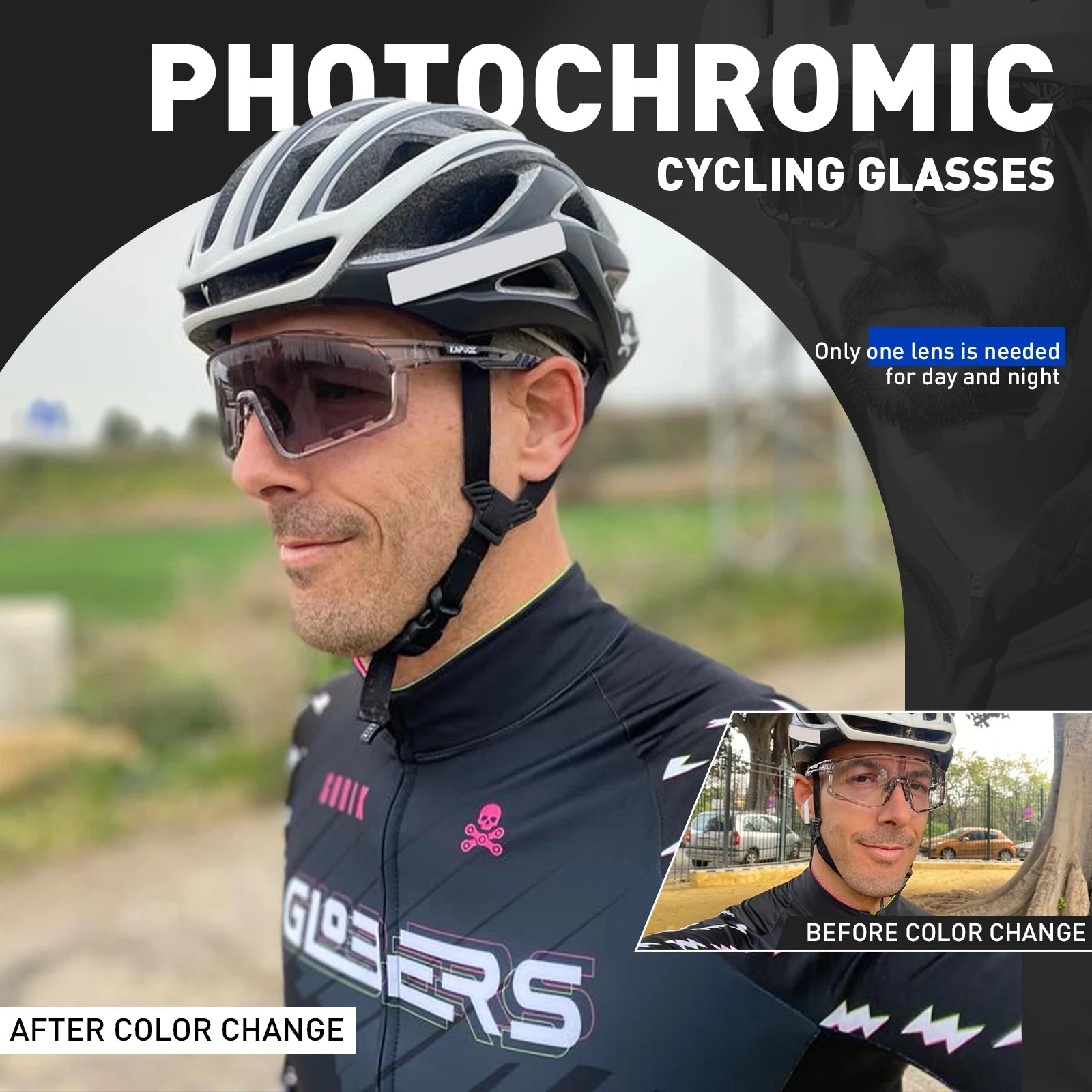 Kapvoe Photochromic Sunglasses Men's Women Sports Cycling Glasses Road Running Goggles MTB Bike Bicycle Mtb Eyewear For Driving